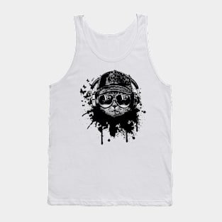 Cute cat listening to music Tank Top